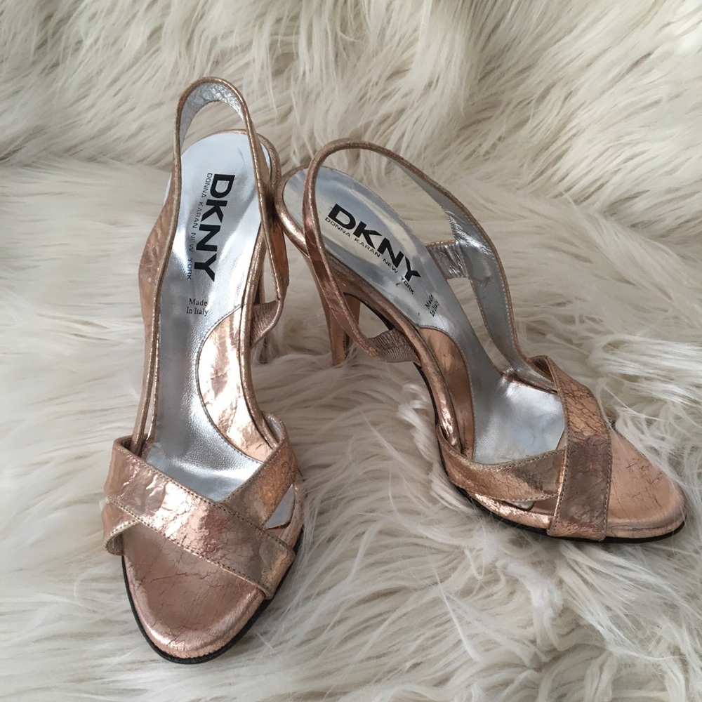 DKNY metallic sling-backs